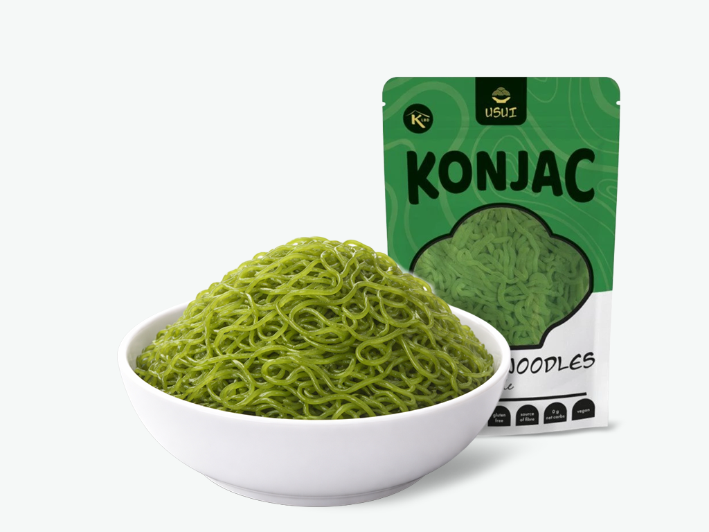 proteinové konjac spinach noodles