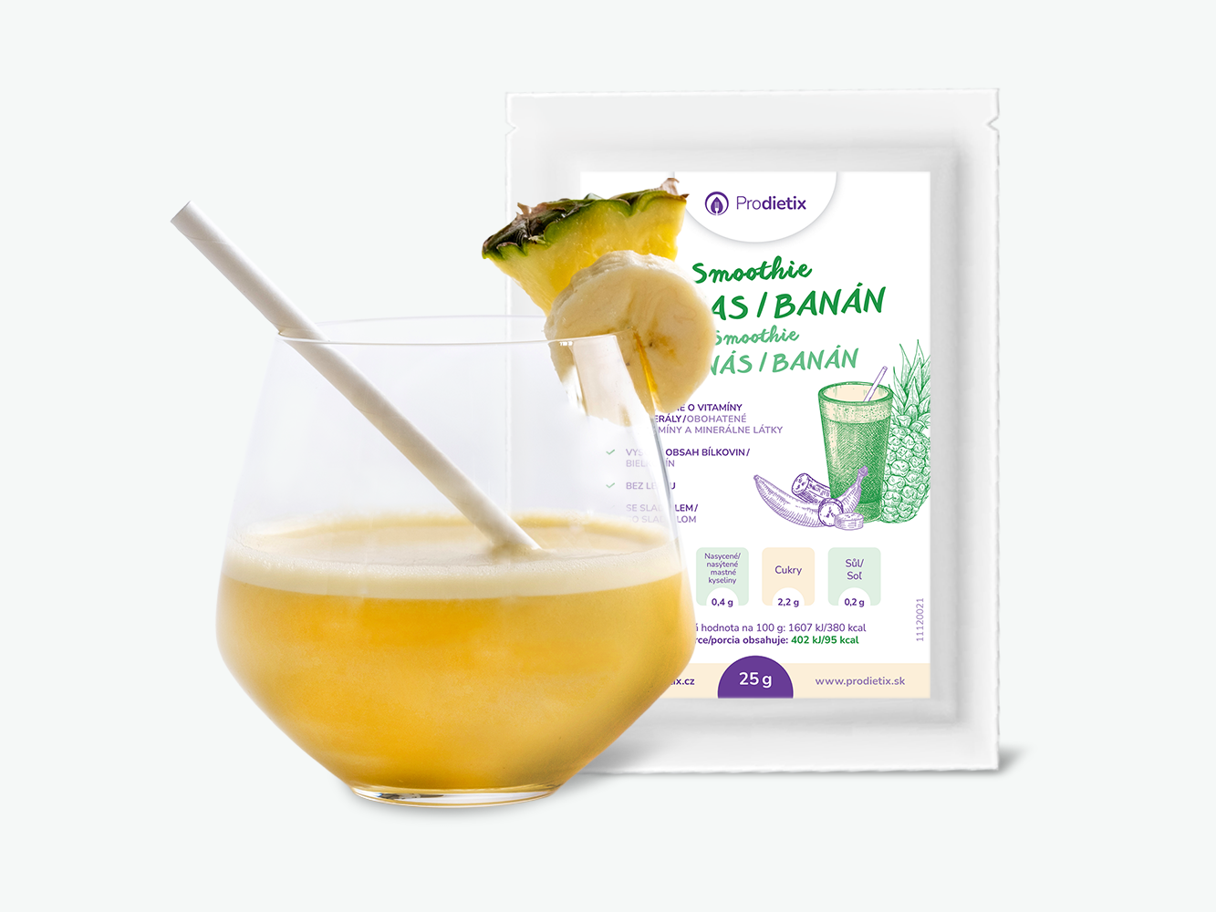 proteinové prodietix | smoothie ananas - banán | 25 g