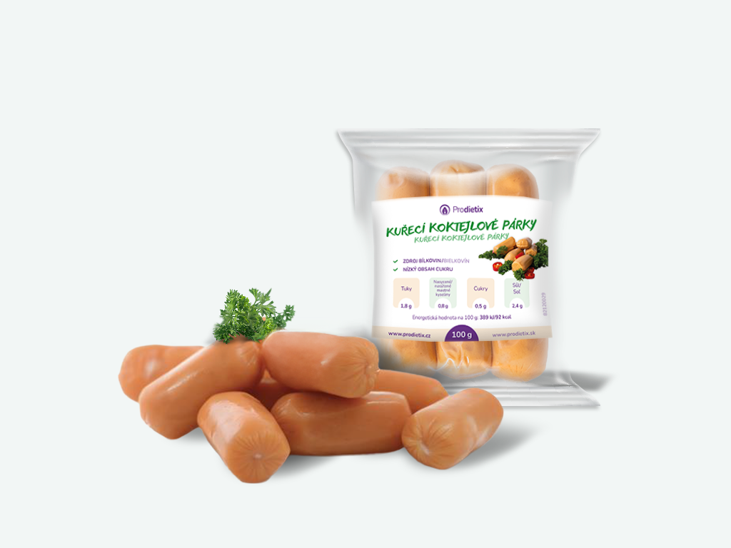 hlavní jídlo - prodietix | kuřecí koktejlové párky | 100 g