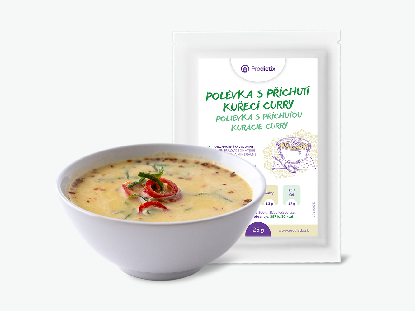 prodietix | polévka s příchutí kuřecí curry | 25 g