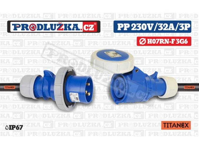 PP 230V 32A IP67 3P 6 TITANEX