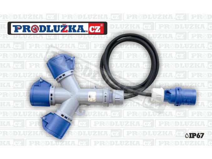 3x CEE zásuvka 230V/16A/3p-1x vidlice 1,5m 230V/16A/3p IP67