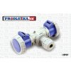 2x CEE zásuvka 230V/16A/3p-1x vývodka kabel (max 3x2,5mm) IP67