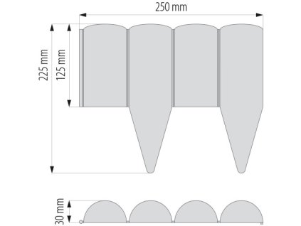 Plastový obrubník zahradní HNĚDÝ d.2,5m / v. 12,5cm palisáda