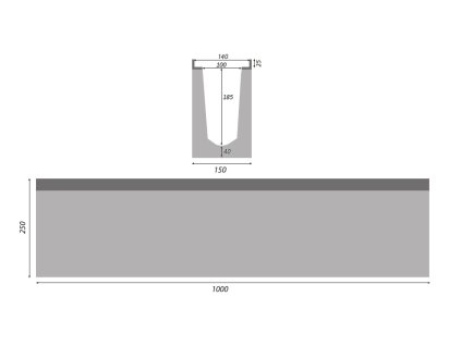 Odvodňovací žlab BETONOVÝ šedá litina 12,5t (1000x150x250)