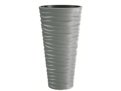 Plastové květináče Sand Slim šedý kámen Ø 29,6 cm
