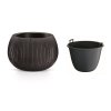 70145 3 plastove kvetinace beton bowl cerny 37 cm