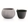 70148 4 plastove kvetinace beton bowl sedy 37 cm