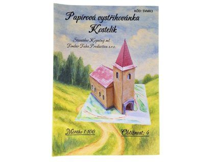 Kostelík z vesnice Kartónov - papírová vystřihovánka