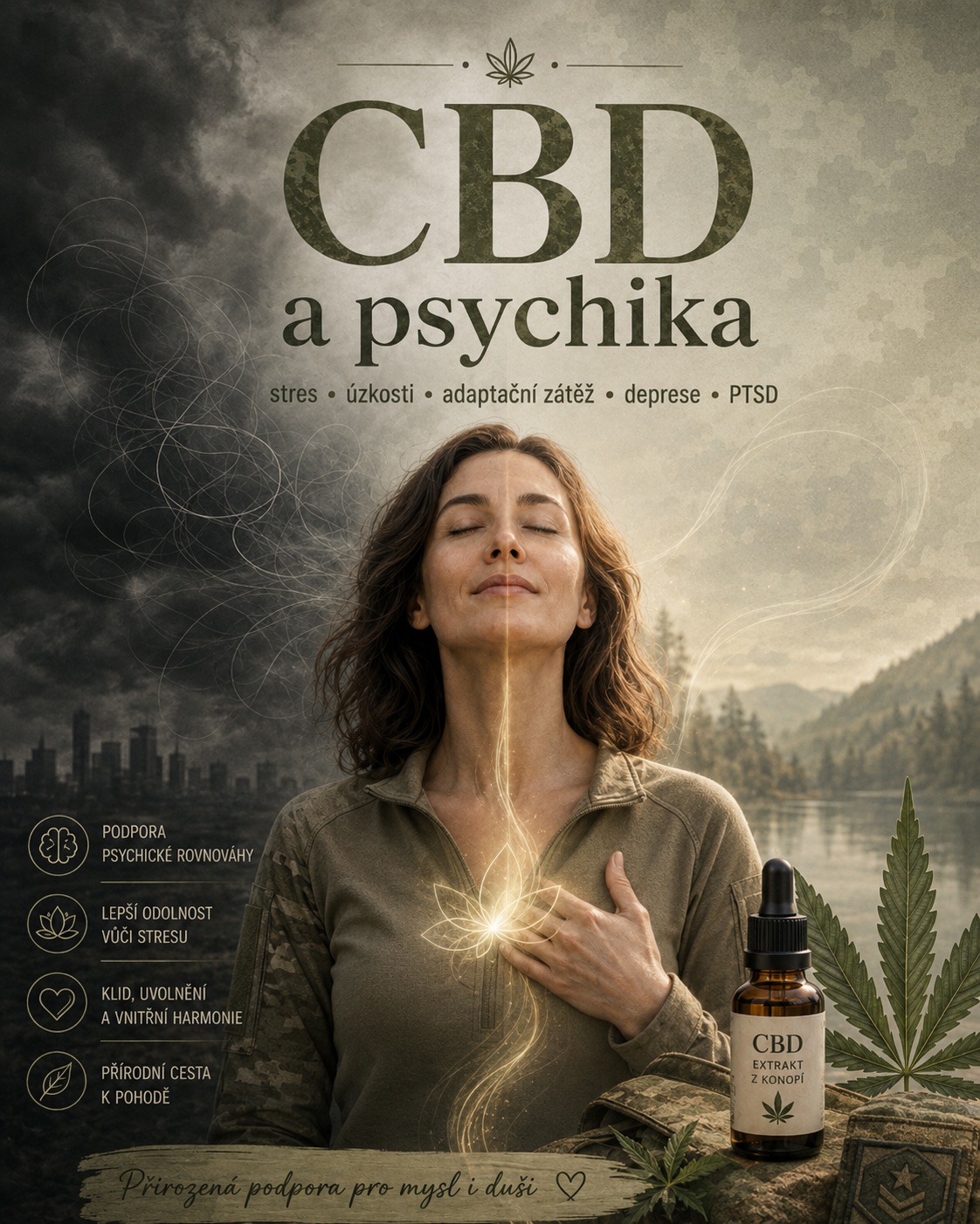 CBD a psychika: stres, úzkosti, adaptační zátěž, deprese a PTSD