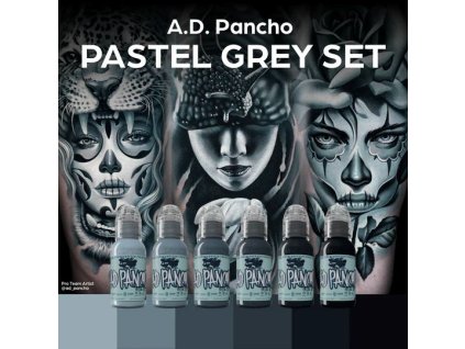 World Famous Ink A.D. Pancho Pastel Grey Set 6 x 30ml