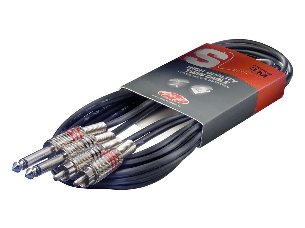Stagg STC3PCM, kabel 2x RCA/2x JACK, 3 m