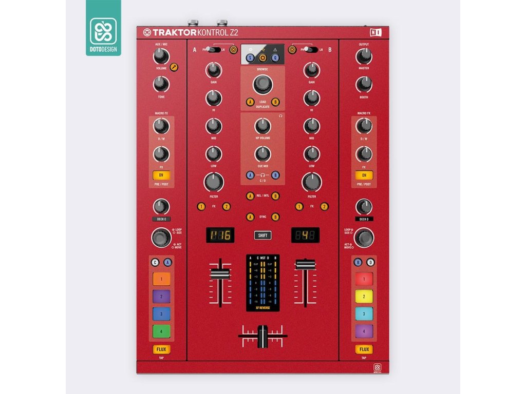 Doto Design Skin Traktor Kontrol Z2 FULL COLORS Aurora Red