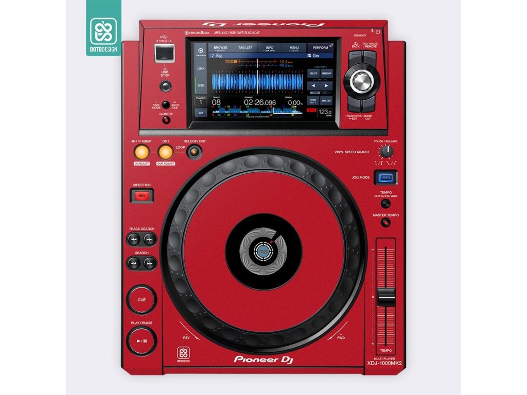 Doto Design Skin XDJ-1000 MK2 FULL COLORS Aurora Red