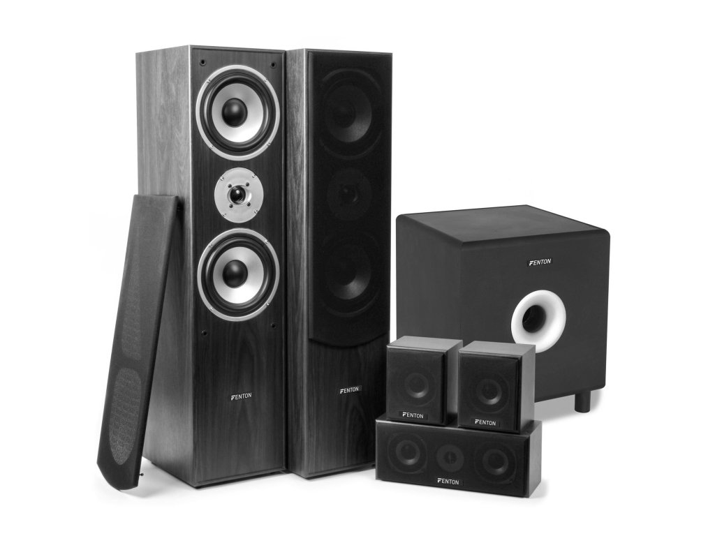 Fenton 5.1 Home Cinema 1300W Set surround reproduktorů s 8" subwooferem, černý