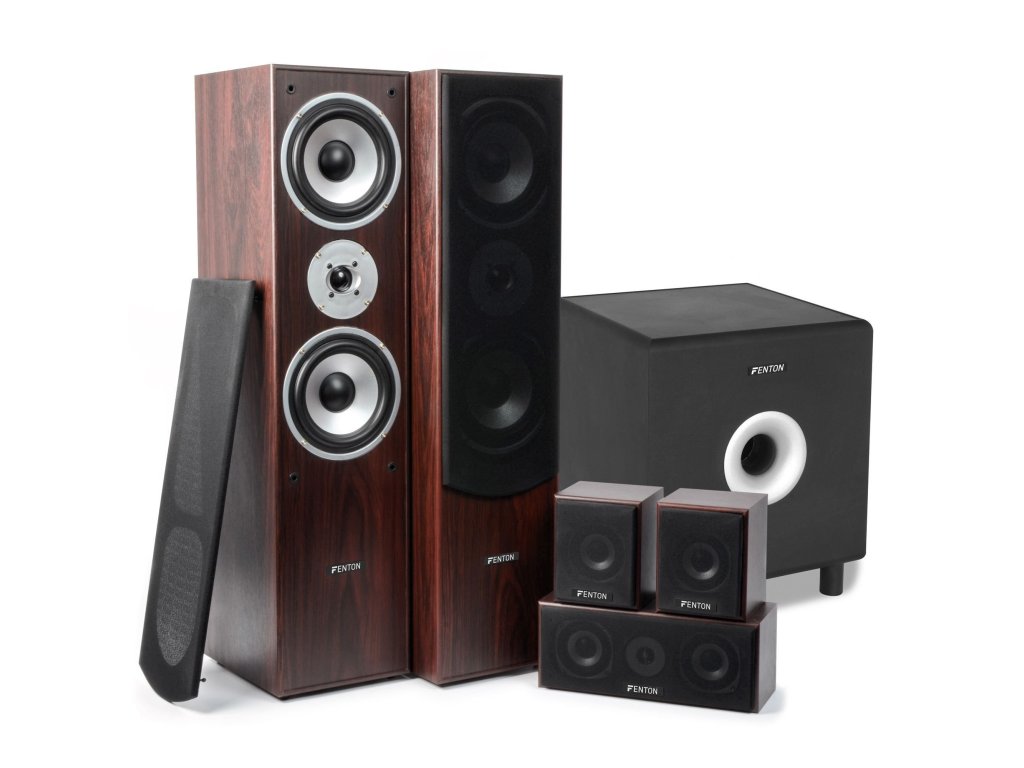 Fenton 5.1 Home Cinema 1300W Set surround reproduktorů s 10" subwooferem, ořech