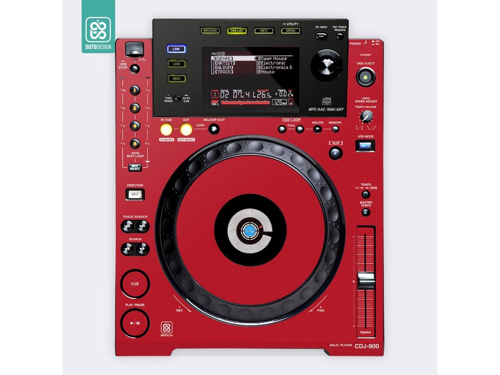 Doto Design Skin CDJ-900 FULL COLORS Aurora Red