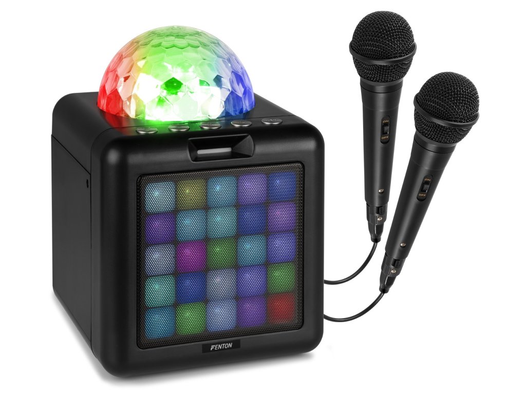Fenton KAR15B Karaoke reproduktor se 2 mikrofony, černá barva