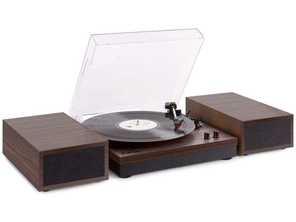 Fenton RP165D Gramofon s Bluetooth a reproduktory, tmavé dřevo