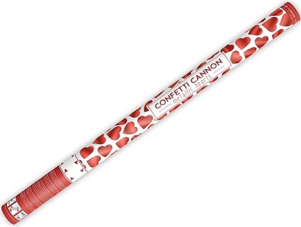 PartyDeco vystřelovací konfety červené srdce 40cm