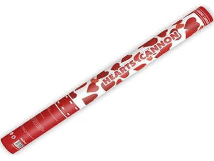PartyDeco vystřelovací konfety červené srdce 60cm