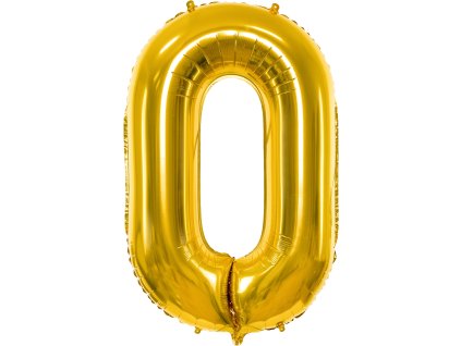 PartyDeco Foliový balón číslo 0, 86cm zlatý