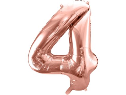 PartyDeco Foliový balón číslo 4, 86cm rose zlatý