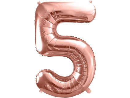 PartyDeco Foliový balón číslo 5, 86cm rose zlatý