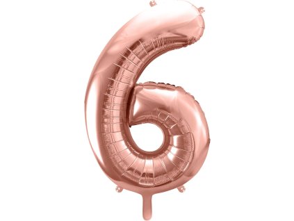 PartyDeco Foliový balón číslo 6, 86cm rose zlatý