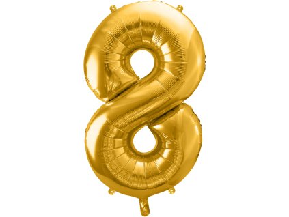 PartyDeco Foliový balón číslo 8, 86cm zlatý
