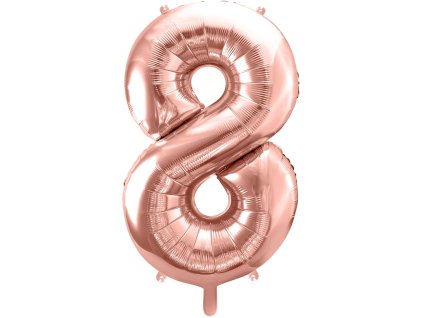 PartyDeco Foliový balón číslo 8, 86cm rose zlatý