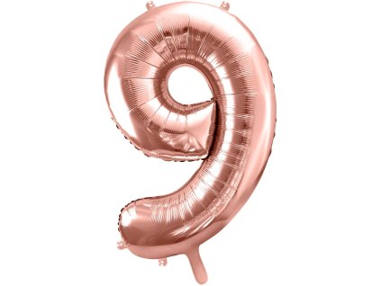 PartyDeco Foliový balón číslo 9, 86cm rose zlatý