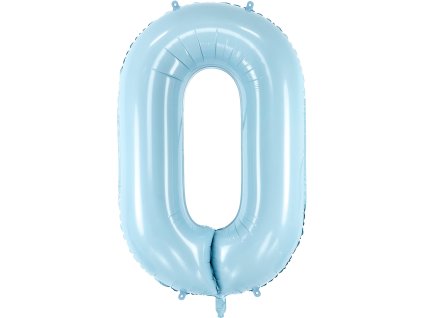 PartyDeco Foliový balón číslo 0, 86cm light blue