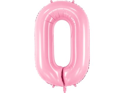 PartyDeco Foliový balón číslo 0, 86cm pink