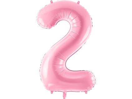 PartyDeco Foliový balón číslo 2, 86cm pink