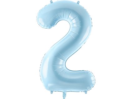PartyDeco Foliový balón číslo 2, 86cm light blue