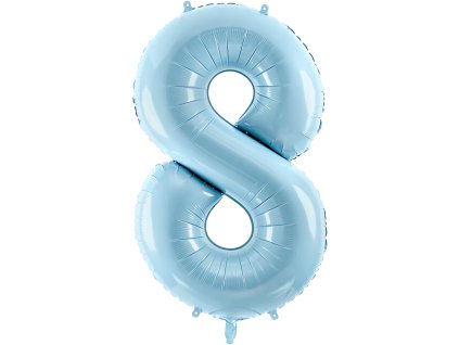PartyDeco Foliový balón číslo 8, 86cm light blue
