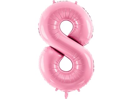 PartyDeco Foliový balón číslo 8, 86cm pink