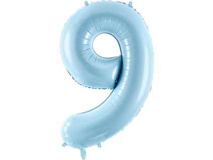PartyDeco Foliový balón číslo 9, 86cm light blue