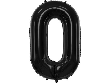 PartyDeco Foliový balón číslo 0, 86cm černý