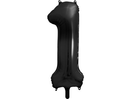 PartyDeco Foliový balón číslo 1, 86cm černý