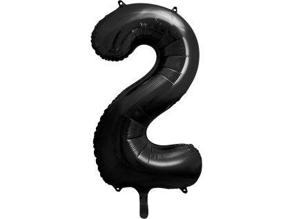 PartyDeco Foliový balón číslo 2, 86cm černý