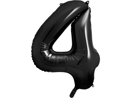 PartyDeco Foliový balón číslo 4, 86cm černý