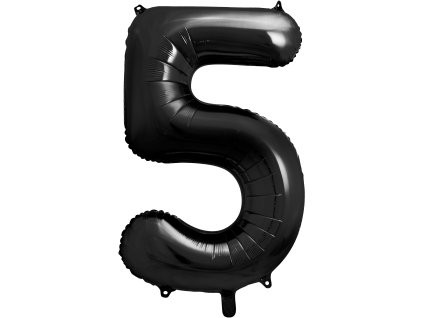 PartyDeco Foliový balón číslo 5, 86cm černý