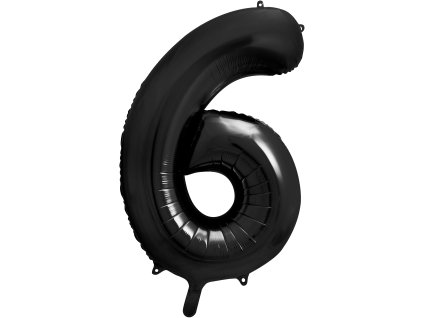 PartyDeco Foliový balón číslo 6, 86cm černý