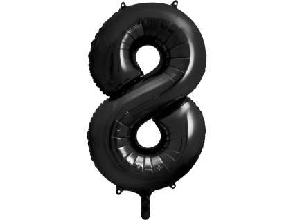 PartyDeco Foliový balón číslo 8, 86cm černý
