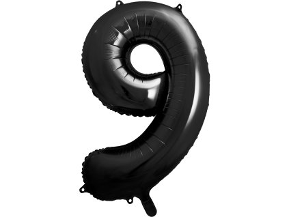 PartyDeco Foliový balón číslo 9, 86cm černý