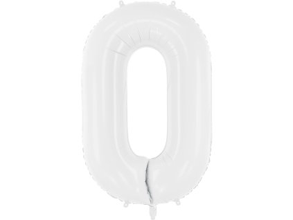 PartyDeco Foliový balón číslo 0, 86 cm bílý