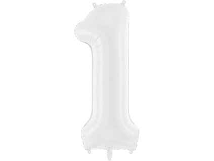 PartyDeco Foliový balón číslo 1, 86 cm bílý