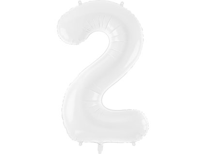 PartyDeco Foliový balón číslo 2, 86 cm bílý